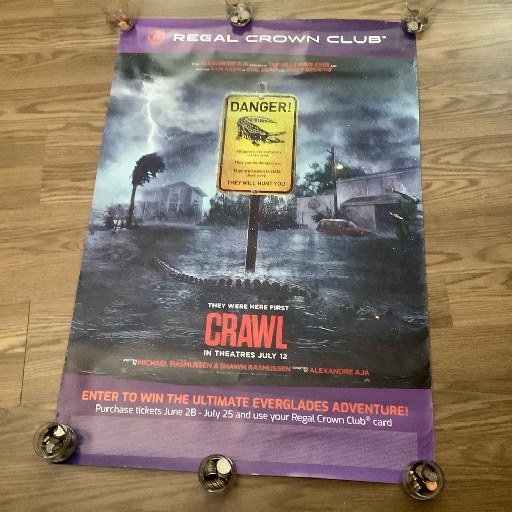 CRAWL Movie Poster Original 2 sided, 27x40 Rolled, 2019